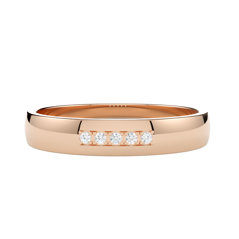 Klasyczna obrączka ślubna z brylantami z różowego złota